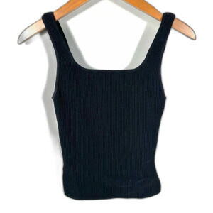 Babaton For Aritzia Black Sculpt Knit Ribbed Women's Square Neck Tank Size Small